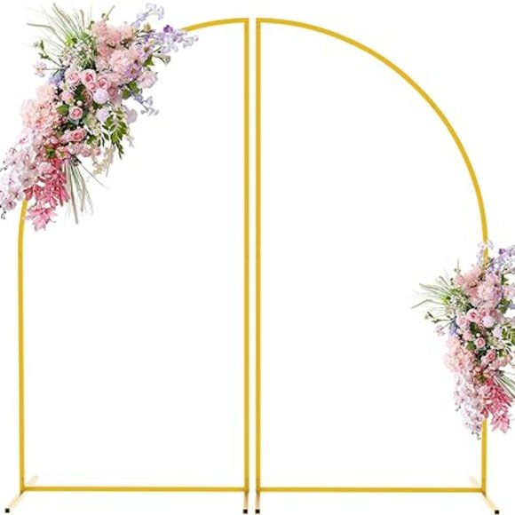 Mugiden Metal Arch Backdrop Stand 6FT Set of 2 Gold Wedding Arch Stand Backdrop